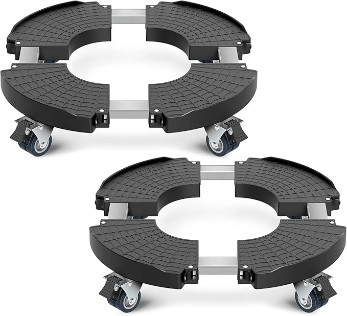 sanyi Plant Caddy with Wheels, 2 Pack 8-21" Adjustable Rolling Plant Stands by sanyi