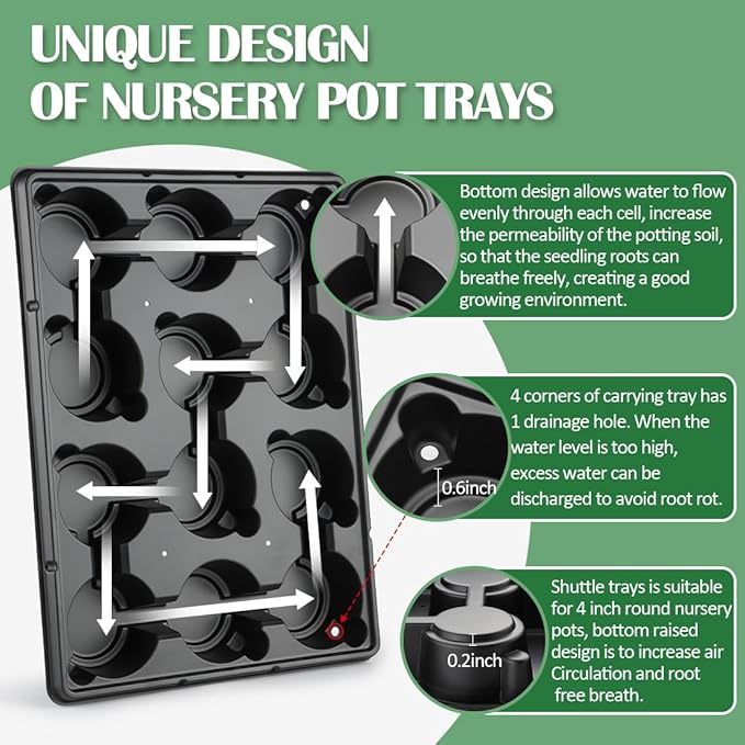 4 inch Round Nursery Pots 60pcs, 12 Cell Nursery Pots Trays 5 Pcs, Sturdy Seeds - Image 3