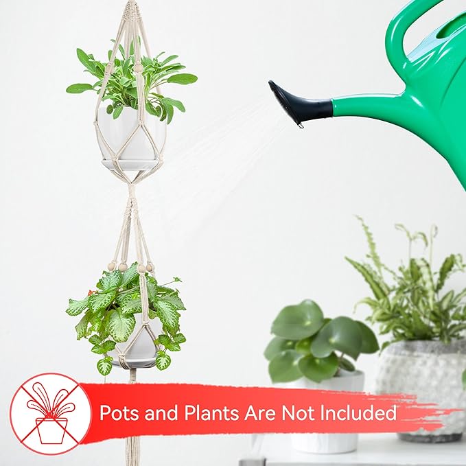 USLAI Macrame Plant Hanger Indoor Outdoor, Fits 4 to 8 Inch Pots, Strong - Image 7