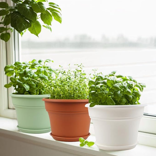 10 Inch Plastic-Flower-Pot-for-Indoor-Plants, 4 Pack Large Outdoor Planter Pot - Image 2