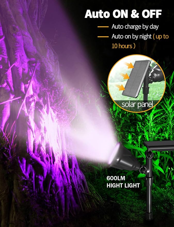 Solar Outdoor Lights, 9 Modes Color Changing 18 LED Halloween Solar Spot Lights - Image 3