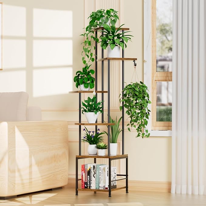 Plant Stand Indoor with Grow Light, 6-Tiered Tall Plant Stand Indoor, Metal - Image 8