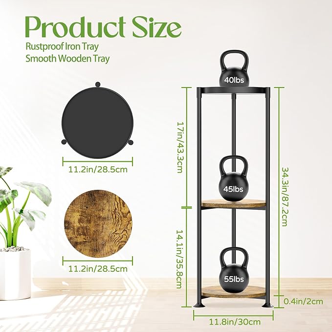 iDavosic.ly 3 Tier Corner Plant Stand Indoor, 34 Inch Tall Vertical Metal - Image 2