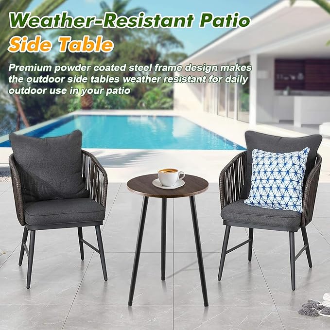 Metal Outdoor Side Tables Set of Two Small Outside Round End Table - Image 5