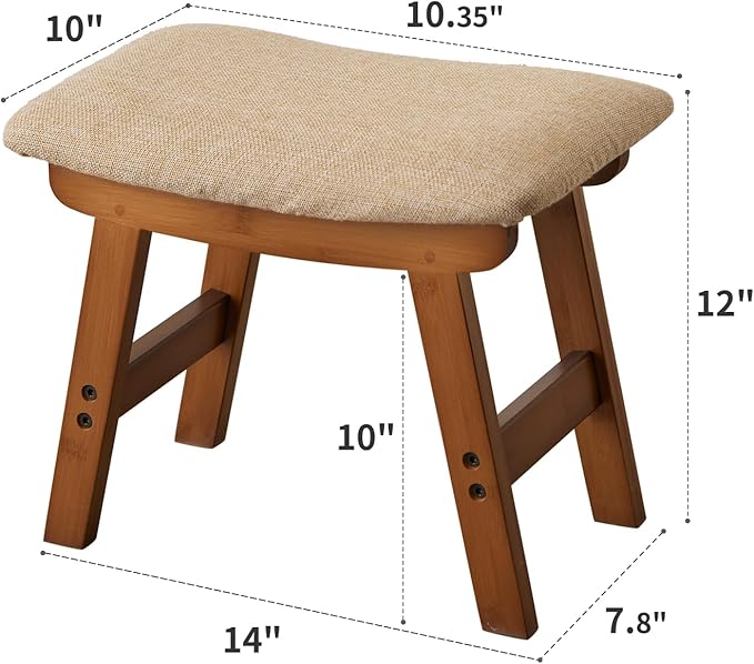 Foot Stool, Bamboo Small Sofa Foot Rest Under Desk, Extra Seating - Image 2