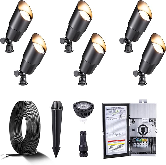Gardenreet Black Brass Low Voltage Landscape Spotlights Kit 12V LED by Gardenreet