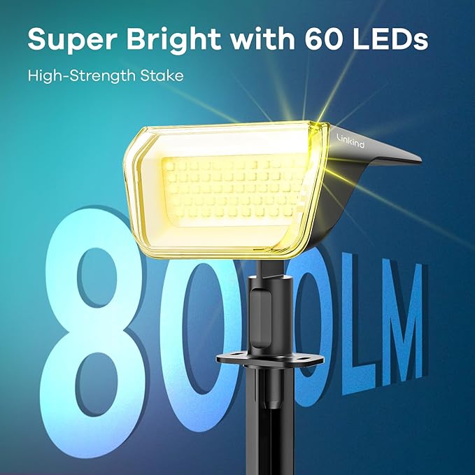 Linkind Solar Spot Lights Outdoor Waterproof IP67, 60 LED Solar Flood Lights - Image 5
