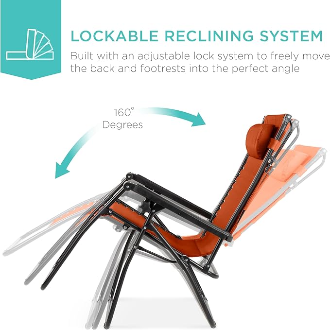 Best Choice Products Folding Zero Gravity Outdoor Recliner Patio Lounge Chair - Image 4
