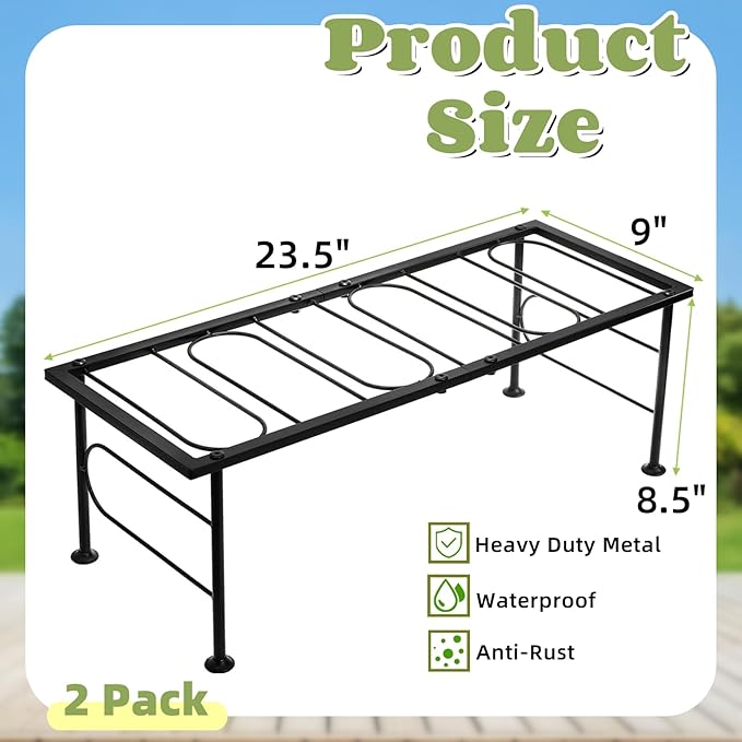 2 Pack Metal Plant Stand Indoor Outdoor, 1 Tier Heavy Duty Flower Pot Stands - Image 2
