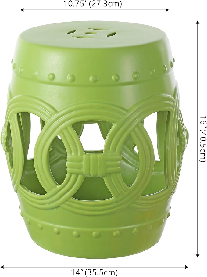 JONATHAN Y TBL1022H Lucky Coins 16" Chinese Ceramic Drum Indoor/Outdoor Garden - Image 3