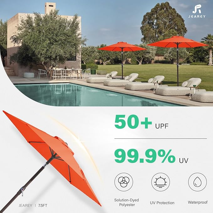 JEAREY 7.5FT Patio Umbrella Market Table Umbrella - Image 3
