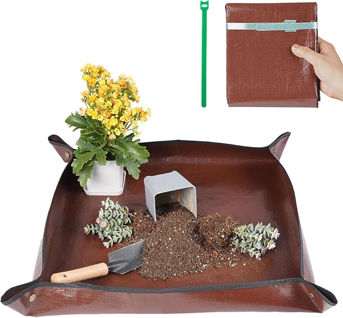 26.8"X26.8" Repotting Mat for House Plants Transplanting Control Mess, Foldable by FocusonGardeningProjects