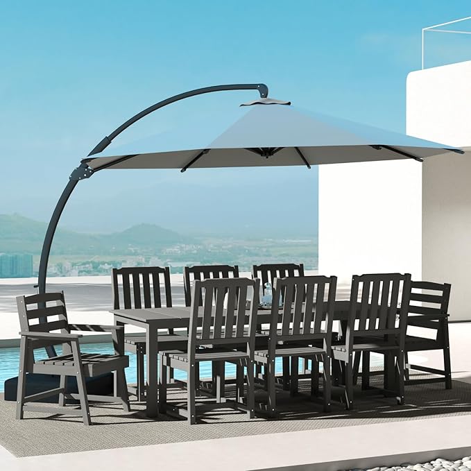 9-Piece Grey Outdoor Dining Set - Image 9