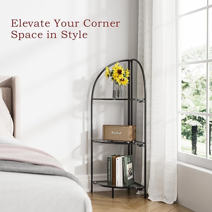 Crofy Foldable 3 Tier Corner Shelf, Metal Corner Plant Stand - Image 6