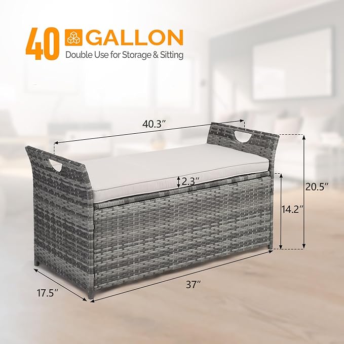 VINGLI 40 Gallon Outdoor Storage Bench - Image 2