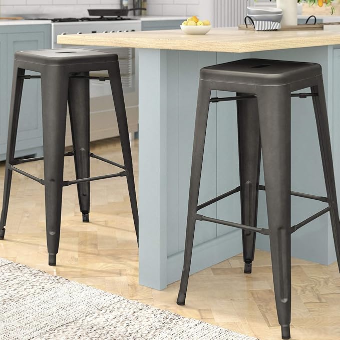 Devoko Metal Bar Stools 30" Indoor Outdoor Stackable Barstools Modern Style - Image 7