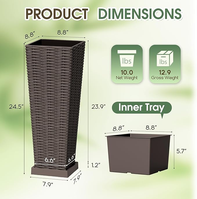 Set of 2 24 Inch Tall Plastic Planters - Image 7