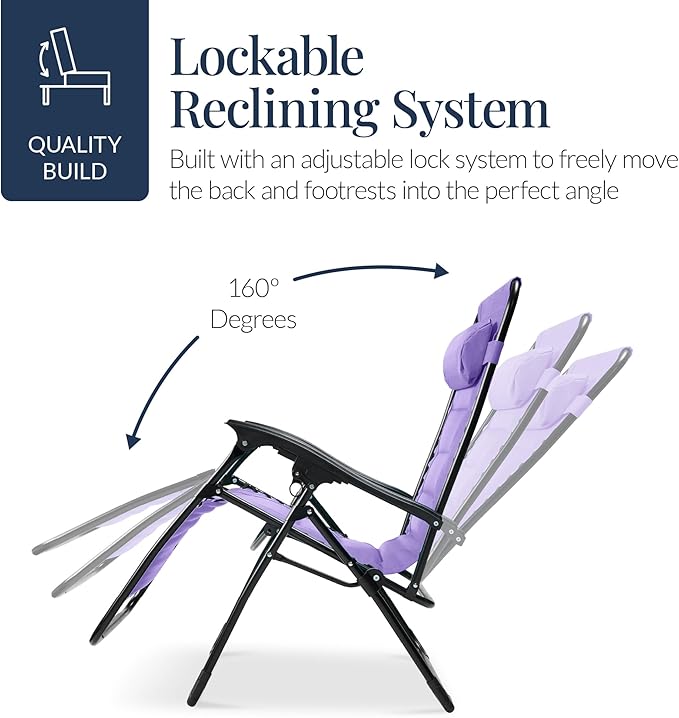 Best Choice Products Oversized Padded Zero Gravity Chair, Folding Outdoor Patio - Image 7