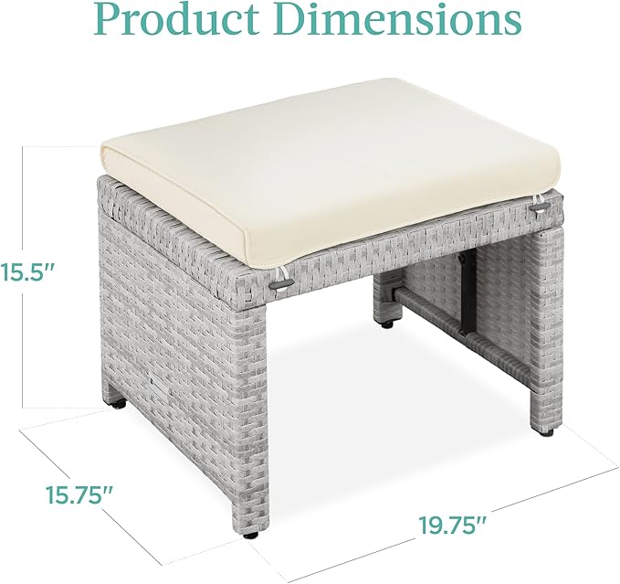 Best Choice Products Set of 2 Wicker Ottomans, Additional Seating, Side Table - Image 7