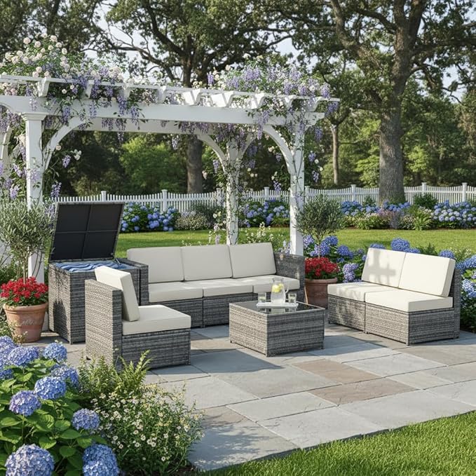 Tangkula 8 Pieces Wicker Patio Furniture Set - Image 2