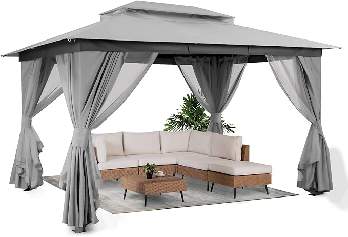 LAUSAINT HOME Semi-Permanent Outdoor Patio Gazebo 10'x13', Heavy Duty Party - Image 9