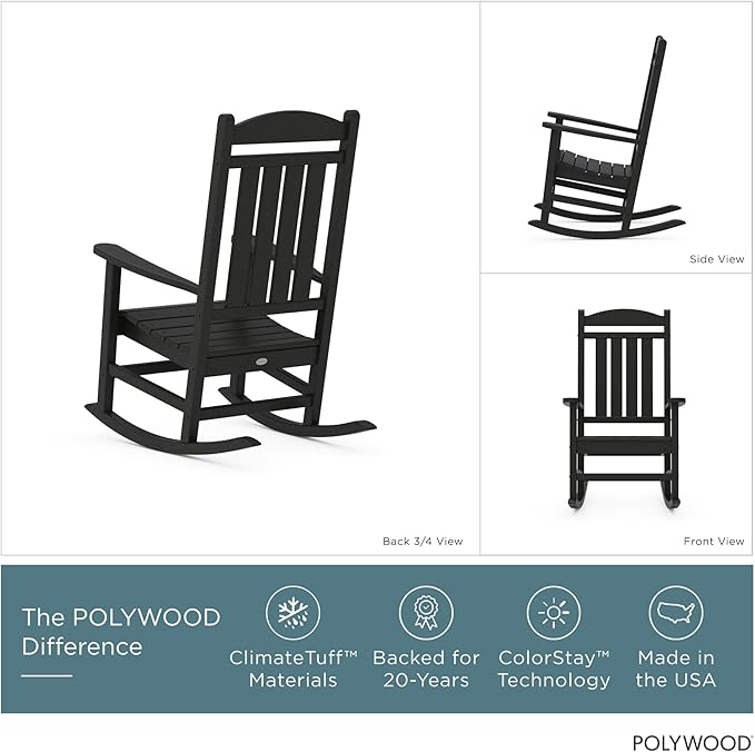 POLYWOOD Presidential Rocking Chair in Black - Image 4