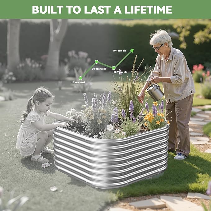 4 Pack 3x3FT Raised Beds for Gardening, Corrugated Galvanized Steel Raised - Image 8