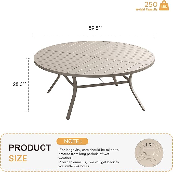VICLLAX Round Patio Table with Adjustable Umbrella Hole - Image 3