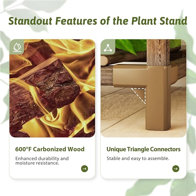 Plant Stand with Wheels Outdoor Indoor Hanging Plant Shelf - Image 8
