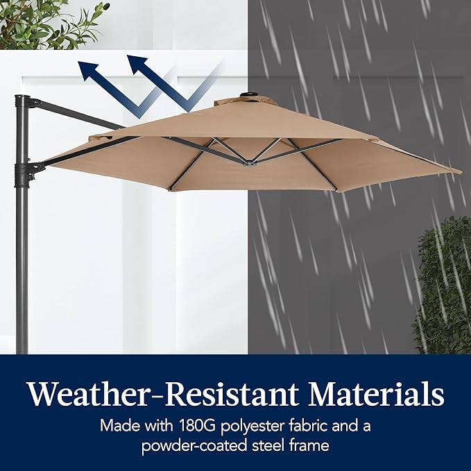 Best Choice Products 10ft Solar LED Offset Cantilever Hanging Market Patio - Image 6