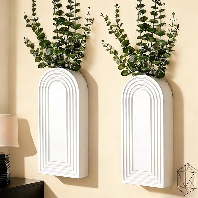 2 Pack Wooden Wall Vase Set, Boho Hanging Planter by Unknown