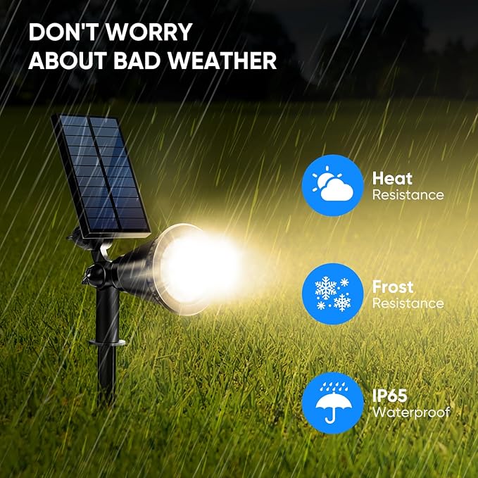 KEV 800 Lumens Solar Spot Lights Outdoor, 4 Pack 18 LEDs Solar Flood Lights - Image 5