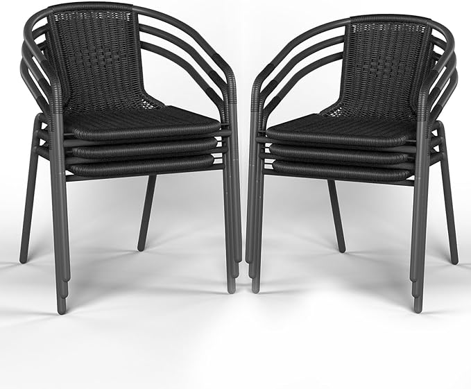 Amopatio Outdoor Dining Chairs Set of 6, Rattan Patio Chairs Wicker, Stackable by Amopatio