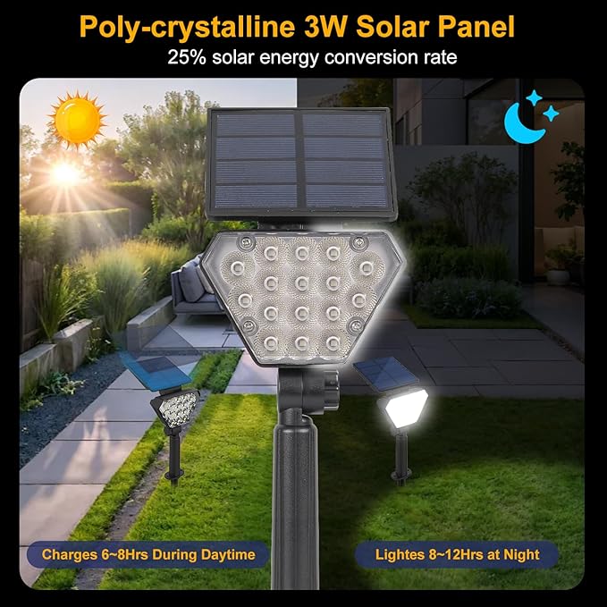 T-SUN Solar Lights Outdoor Waterproof IP65, 12 Pack LED Solar Spot Lights Color - Image 3