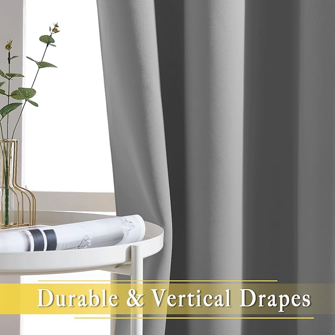 NICETOWN Blackout Silver Grey Sliding Door Curtains 90 inch Length, Thermal - Image 6