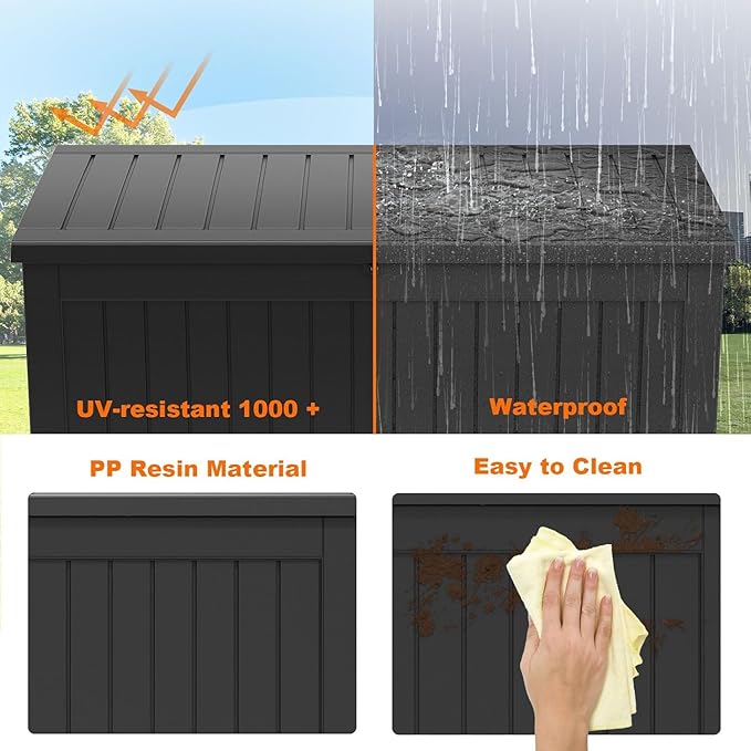 230 Gallon Resin Deck Box, Lockable Patio Outdoor Storage Box - Image 5