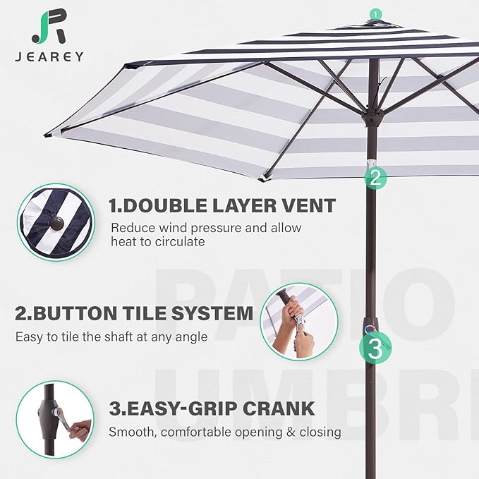 JEAREY 7.5FT Patio Umbrella Outdoor Market Umbrella - Image 3