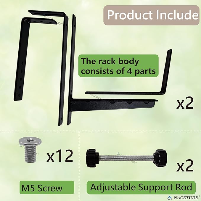 Window Box Brackets for Railing- 2 Pcs Adjustable Planter - Image 7