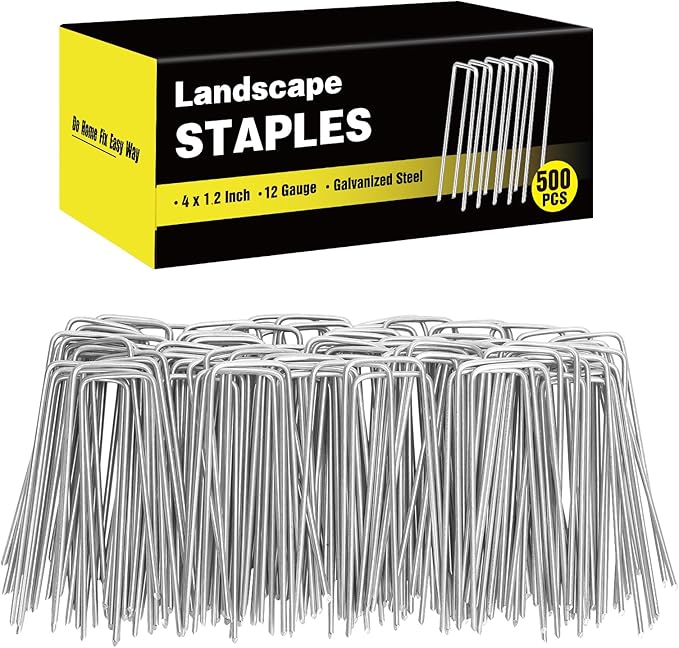 HongWay 500 Pack 4 Inch Landscape Staples, Garden Staples 12 Gauge Galvanized by HongWay