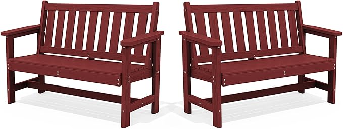 SERWALL Outdoor Bench, HDPE Outdoor Benches Weatherproof, 2-Person Garden Bench by SERWALL