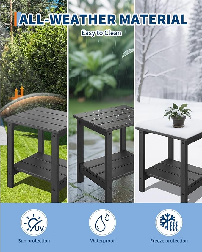 GarveeLife Adirondack Outdoor Side Table 18 x 15 in, HDPE 2-Tier Patio Side - Image 4