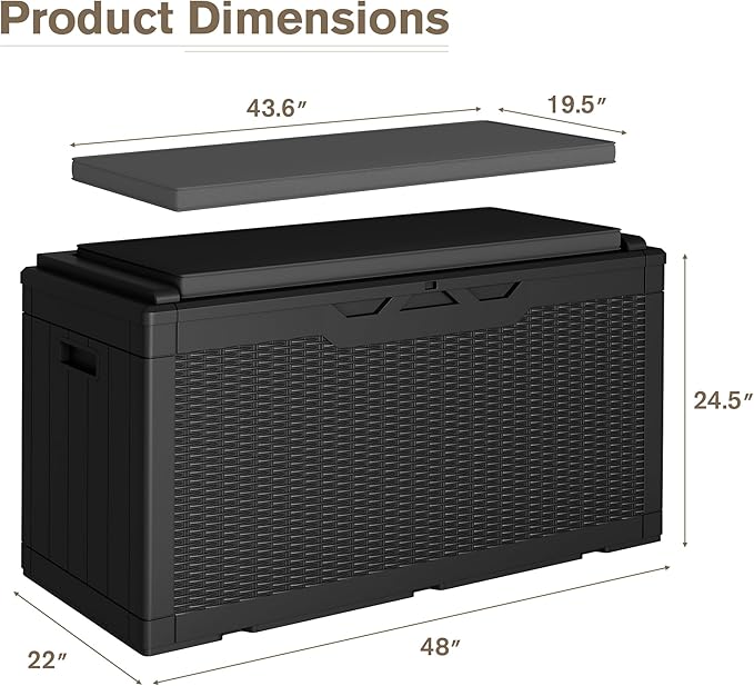 JUMMICO 100 Gallon Resin Deck Box - Image 3