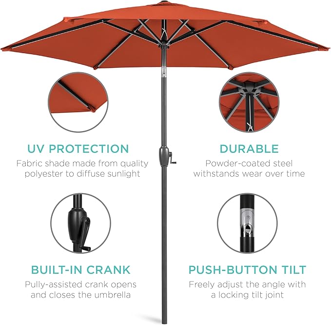 Best Choice Products 7.5ft Heavy-Duty Round Outdoor Market Table Patio Umbrella - Image 5