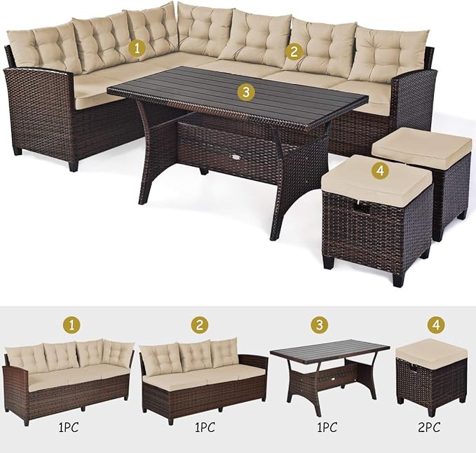Tangkula 5 PCS Patio Furniture Set, Outdoor Conversation Set - Image 5