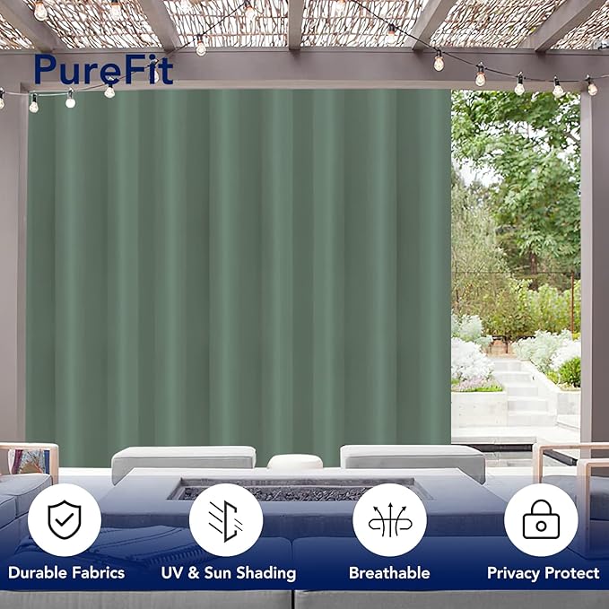 PureFit Outdoor Curtains for Patio Waterproof Weatherproof, UV Resistant - Image 3