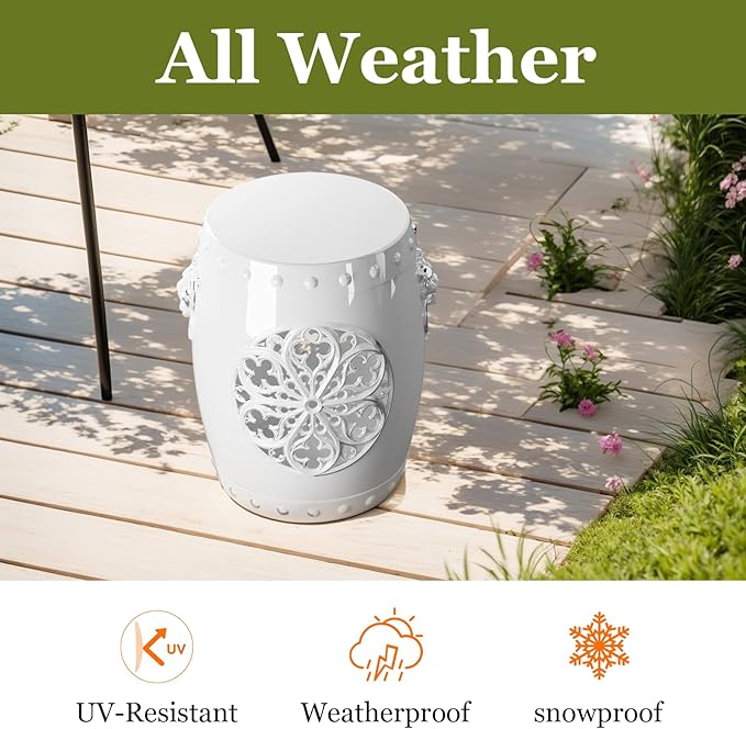 EFU Resin Garden Stool Indoor Outdoor, Decorative Antique Classic-Like - Image 5