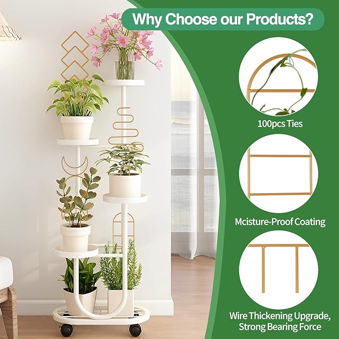 Indoor Plant Trellis for Potted Plants, 16inch Gold Small Trellis for Climbing - Image 3