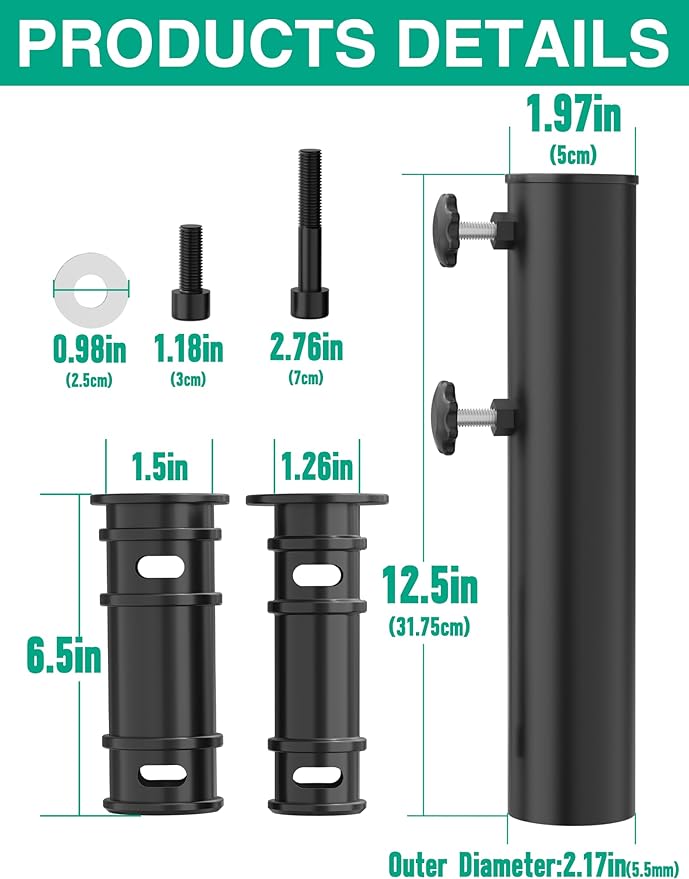 QZER Umbrella Pole Mount Stand Tube, Universal Umbrella Stainless Steel Tube - Image 2