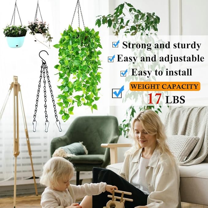 YINGFENG 236 Inch Black Metal Hanging Chains and Hanging Basket Hooks Set - Image 5