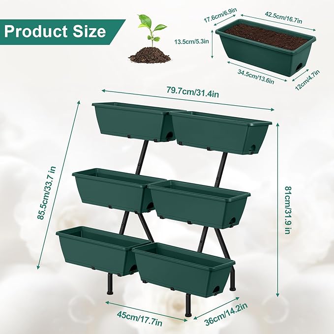 2 Column Vertical Raised Garden Beds, 6 Planter Boxes Standing Garden Bed - Image 6